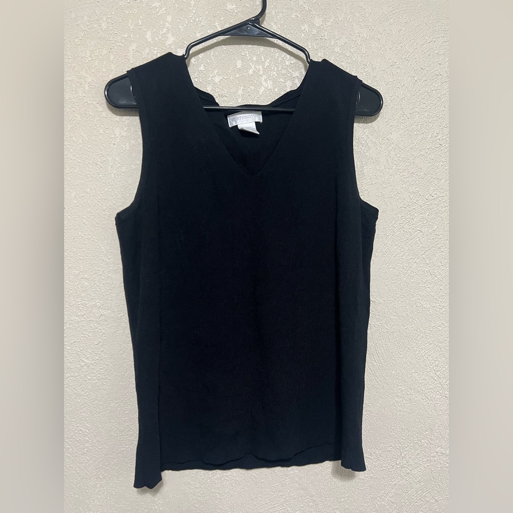 Worthington Black V-Neck Tank Top